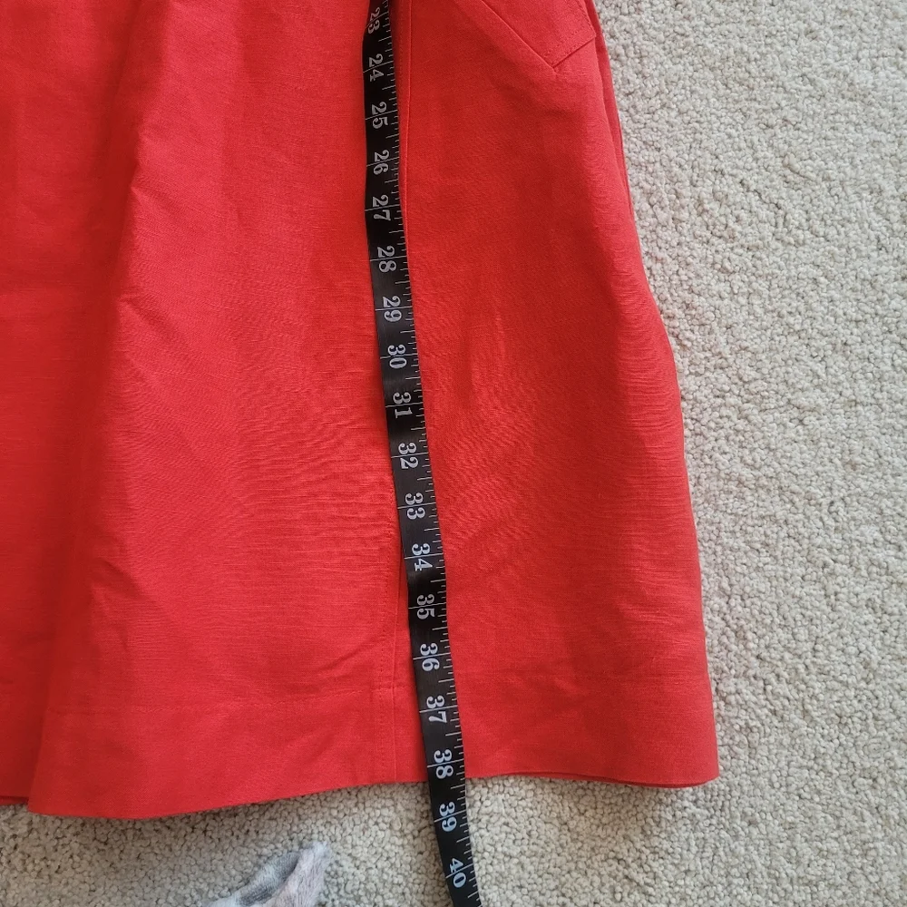 Chic Calvin Klein Red Linen Sleeveless Belted Dress Size 12 W/Pockets Like New - Picture 10 of 13